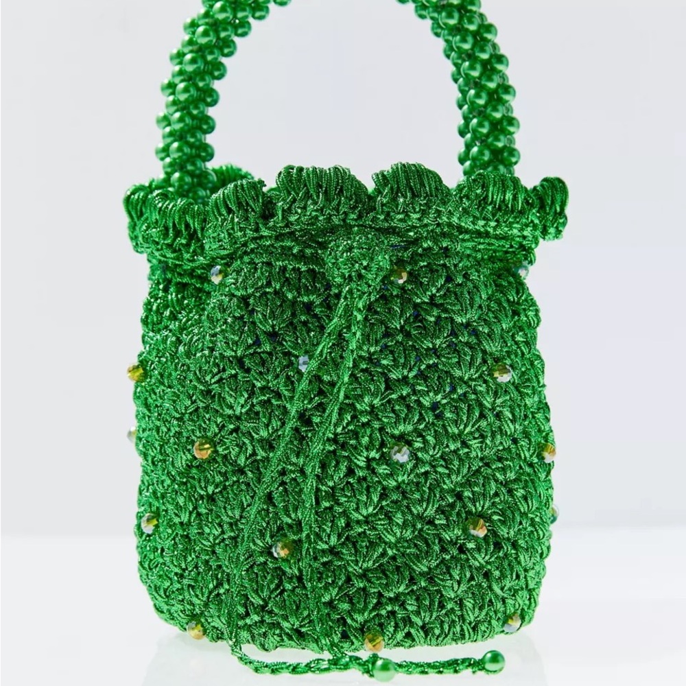 URBAN OUTFITTERS + Suryo Benjamins Pearl Embellished Crochet Bucket Bag